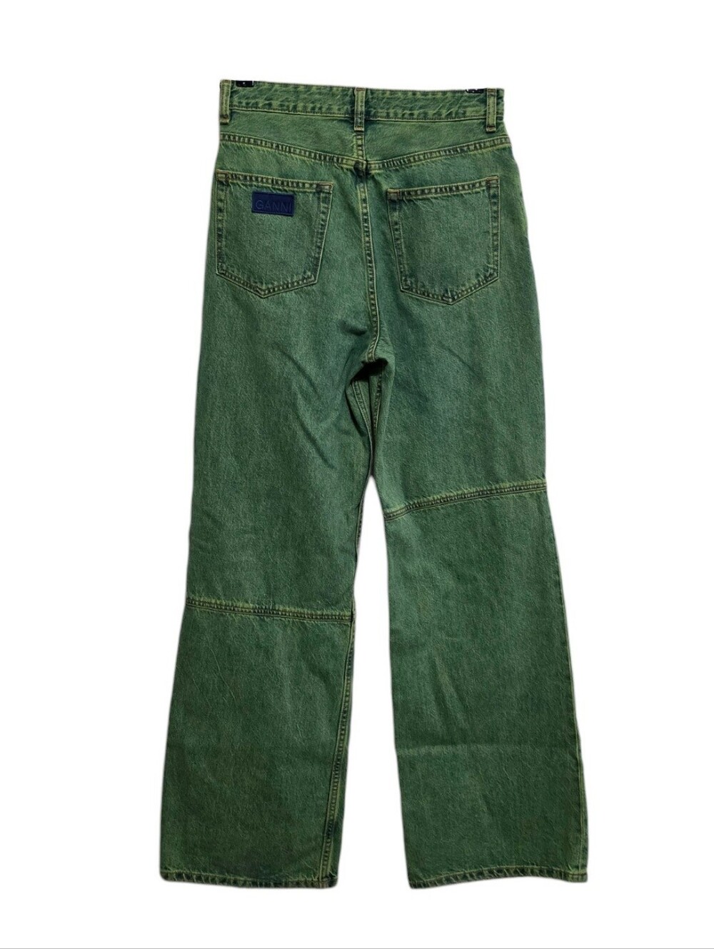 Ganni Magny Overdyed Bleach Denim in Lime Punch Size 28 - Picture 4 of 6